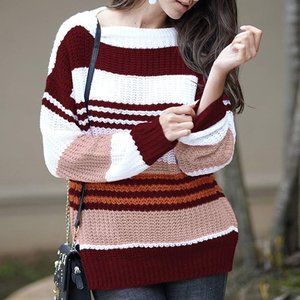 Women’s Stripe Color Block Short Sweater